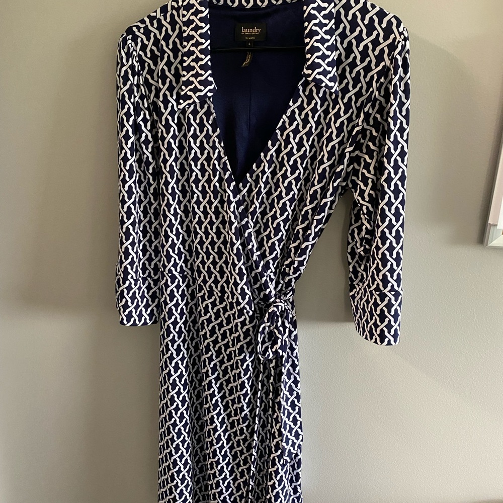 Laundry by Design Navy and White Wrap Dress